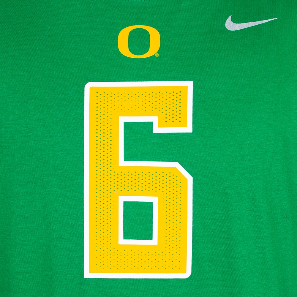 Student Athlete, Nike, Green, Crew Neck, Cotton, Men, Unisex, Football, NIL, #6, Noah Whittington, T-Shirt, 983433
